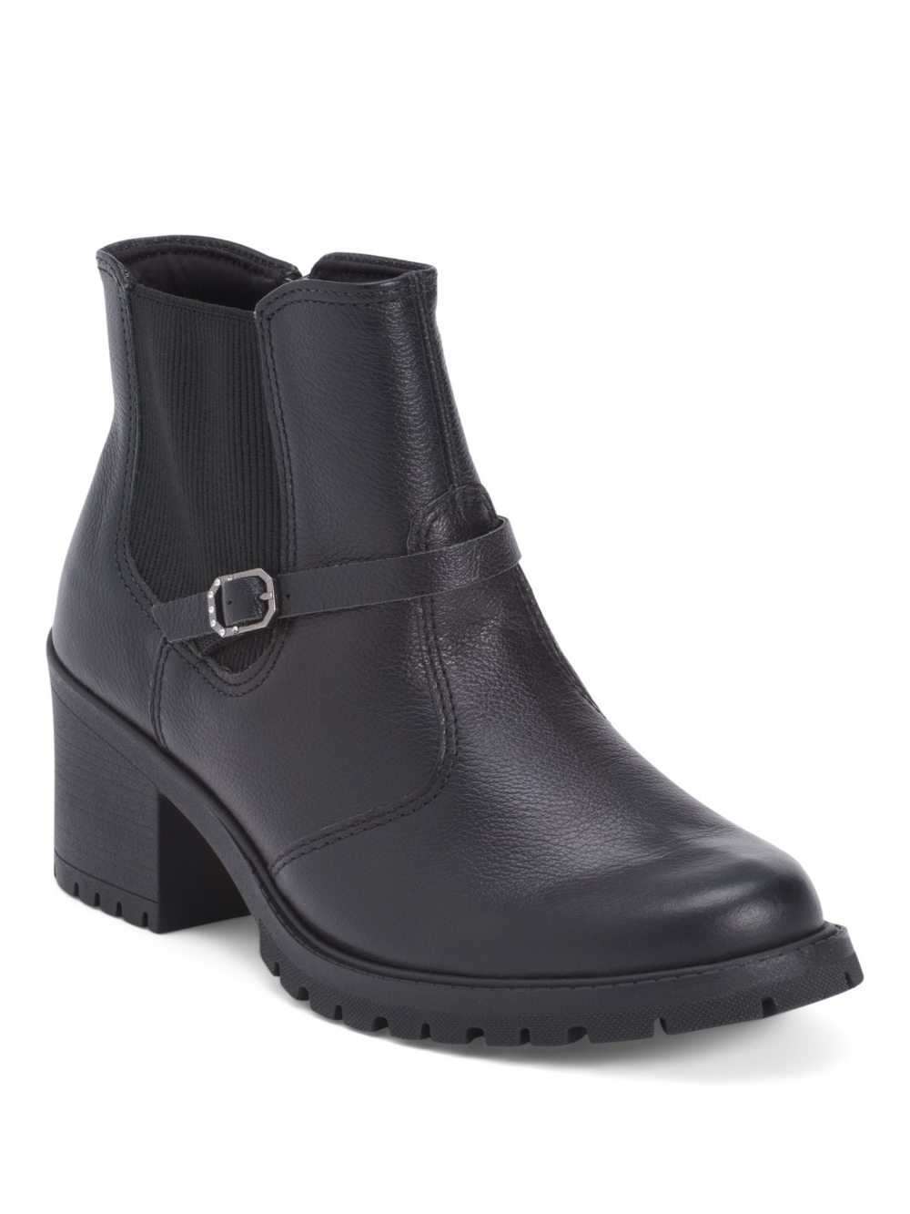 Comportflex Black Leather Lug-Sole Boot 35